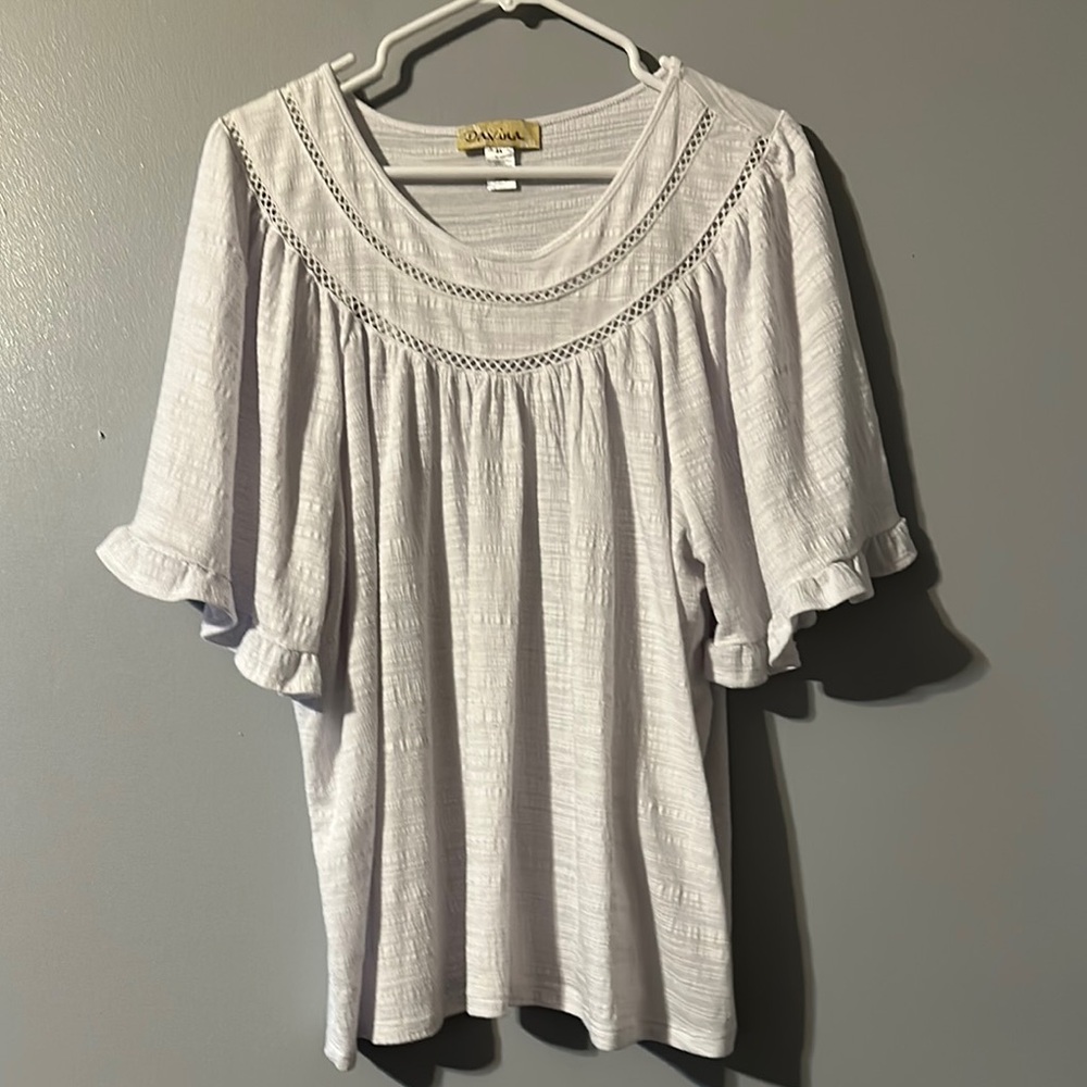 Davina Light Gray Textured Blouse Size 2X
